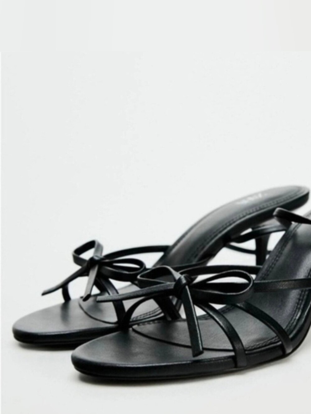 New ZARA Black TIED HEELED SANDALS Sz 7.5 - Picture 2 of 6